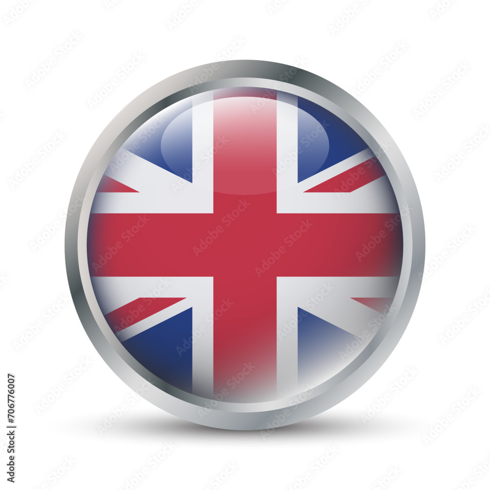 Obraz premium United Kingdom Flag 3D Badge Illustration