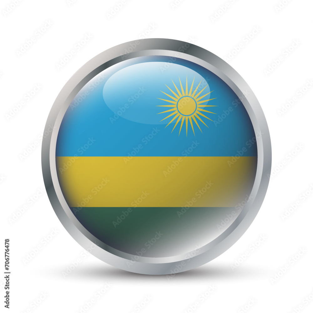 Obraz premium Rwanda Flag 3D Badge Illustration