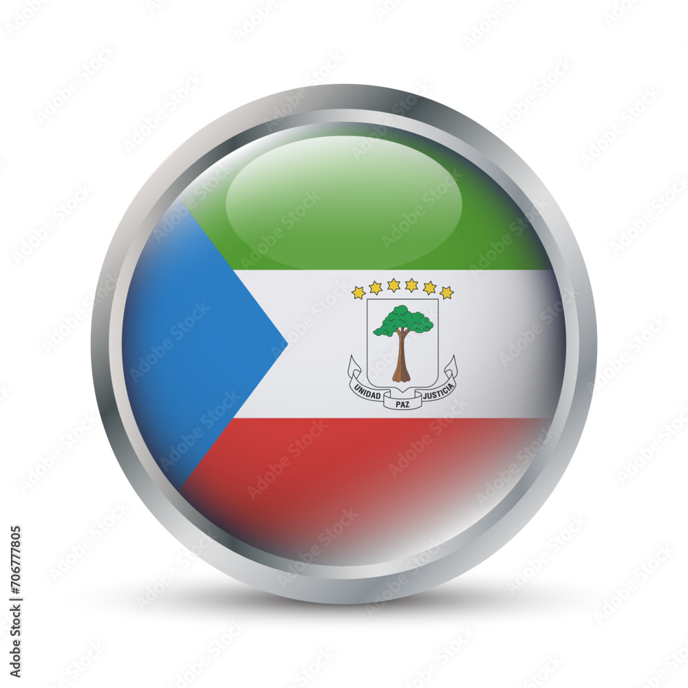 Fototapeta premium Equatorial Guinea Flag 3D Badge Illustration