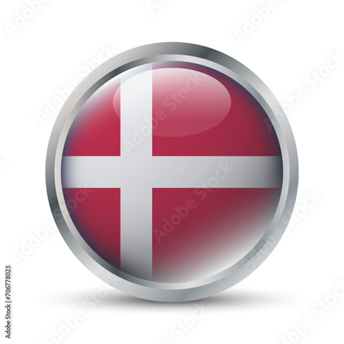 Denmark Flag 3D Badge Illustration