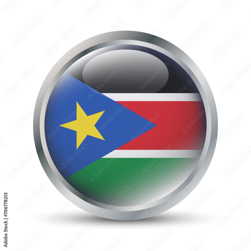 South Sudan Flag 3D Badge Illustration South Sudan Flag 3D Badge Illustration
