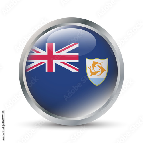 Anguilla Flag 3D Badge Illustration