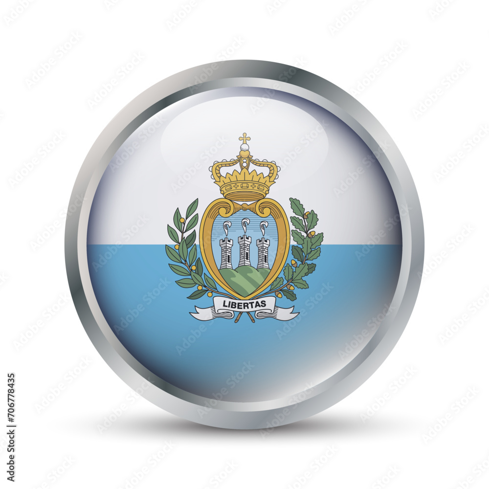 San Marino Flag 3D Badge Illustration San Marino Flag 3D Badge Illustration