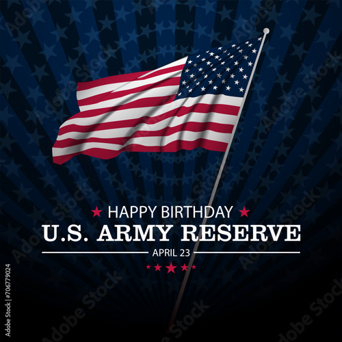 Happy Birthday US Army Reserve April 23 Background Vector Illustration