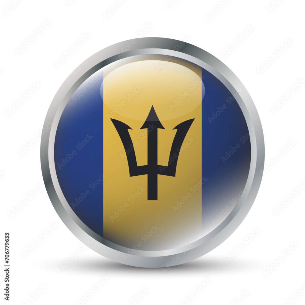 Barbados Flag 3D Badge Illustration Barbados Flag 3D Badge Illustration