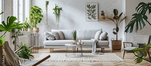 Plants and carpet in white ...