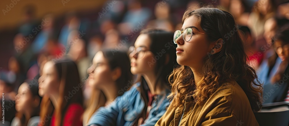Professor Holding Lecture to a Multi Ethnic Group of Students Smart Young People Studying at the University. with copy space image. Place for adding text or design Professor Holding Lecture to a Multi Ethnic Group of Students Smart Young People Studying at the University. with copy space image. Place for adding text or design