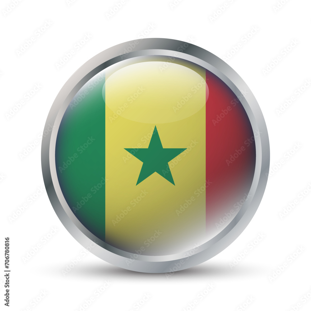 Senegal Flag 3D Badge Illustration Senegal Flag 3D Badge Illustration