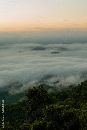 Morning mist on the high mountains.