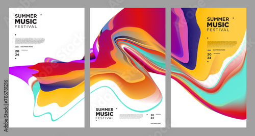 Colorful Abstract Fluid Electronic Summer Music Festival Vector Banner