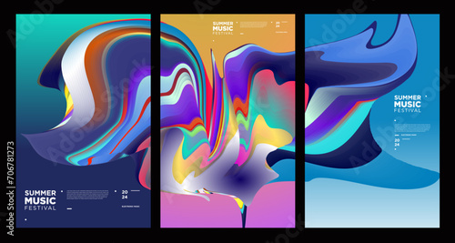 Colorful Abstract Fluid Electronic Summer Music Festival Vector Banner