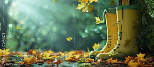 Umbrella rubber boots and a...
