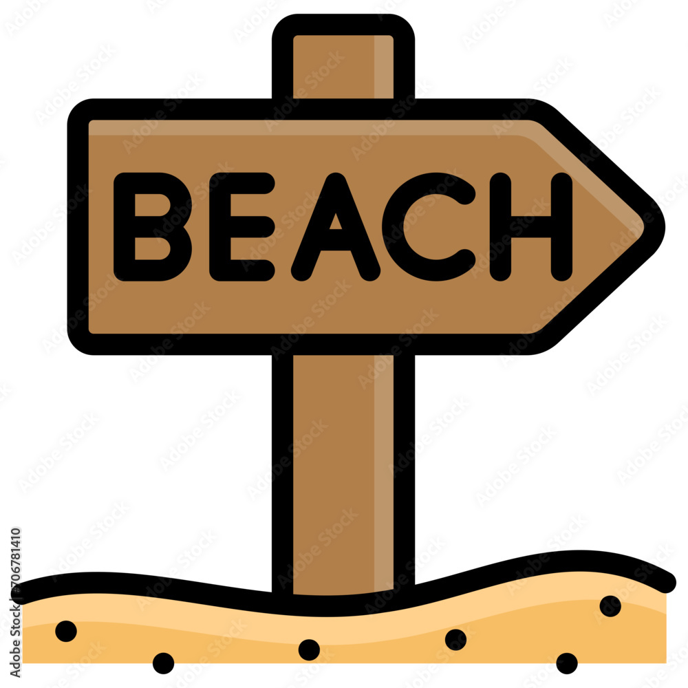 beach icon illustration design with filled outline beach icon illustration design with filled outline