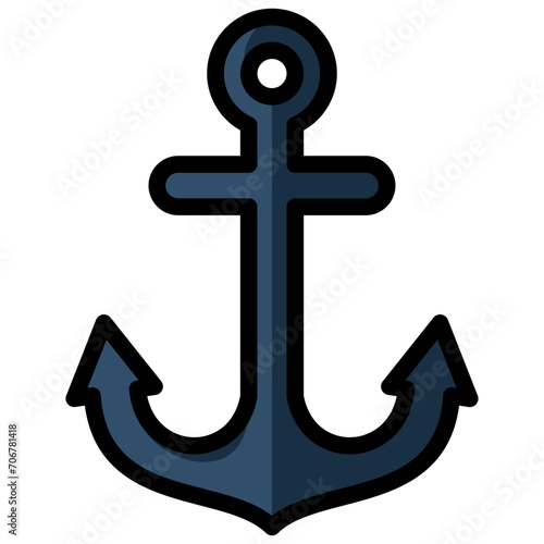anchor icon illustration design with filled outline photo