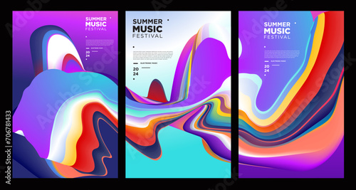 Colorful Abstract Fluid Electronic Summer Music Festival Vector Banner