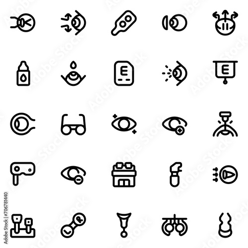 Optician Line Icon Sheet