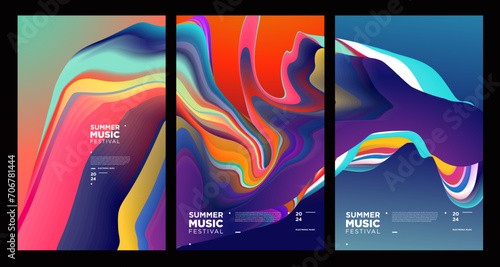 Colorful Abstract Fluid Electronic Summer Music Festival Vector Banner