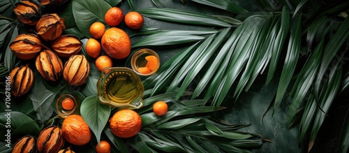 Oil palm fruits and a plate...