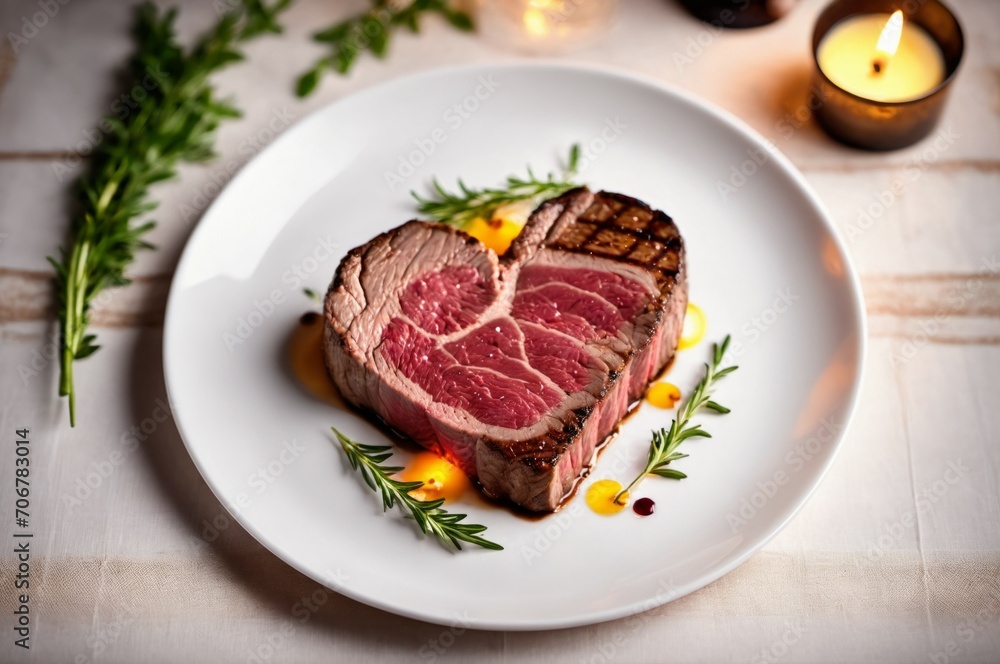 Heart-shaped meat. Background with selective focus and copy space Heart-shaped meat. Background with selective focus and copy space