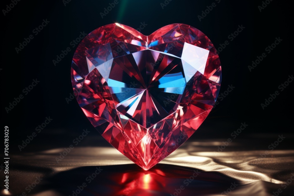 Heart shaped gemstone. Background with selective focus and copy space Heart shaped gemstone. Background with selective focus and copy space