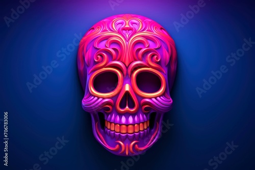 Close-up  3d mockup of abstract skull with minimal background