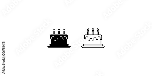 Cake flat vector icon set. Birthday flat vector icon
