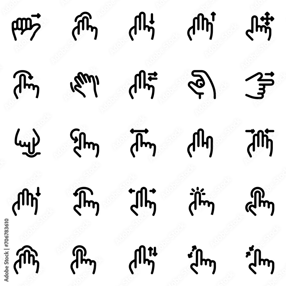 Hand Gestures Line Icon Sheet Hand Gestures Line Icon Sheet