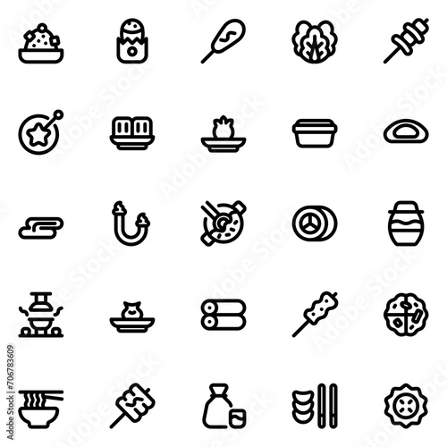 Korean Food Line Icon Sheet