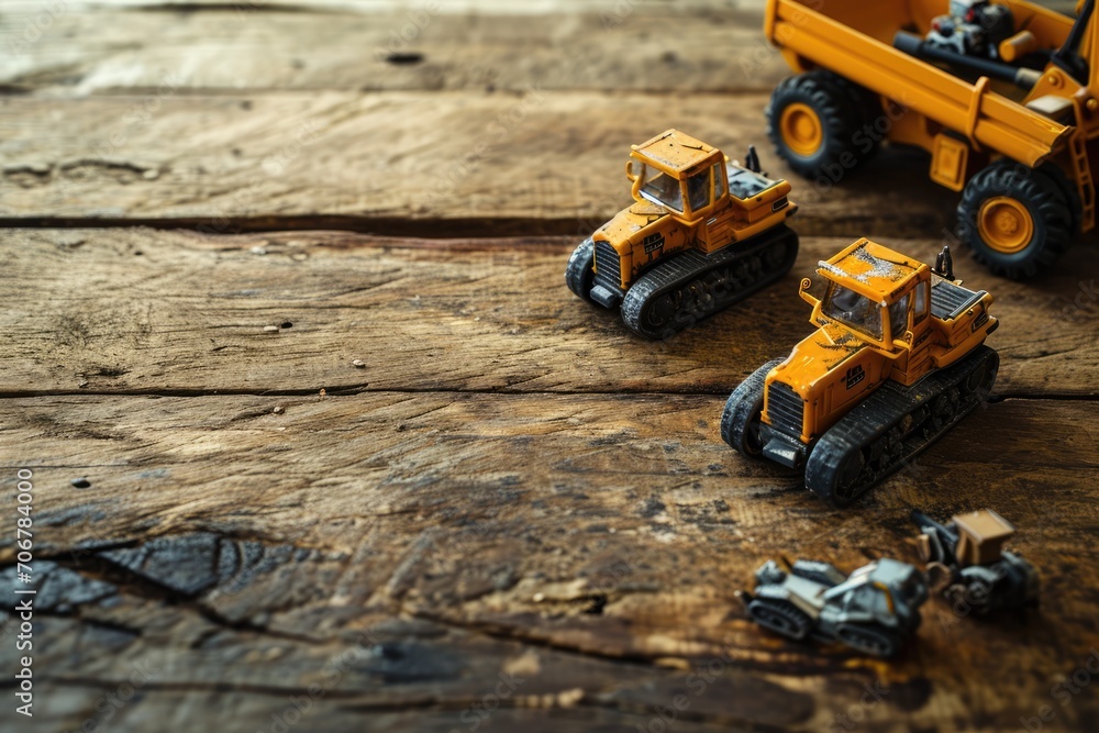 Miniature Construction Toys: Artfully Arranged Tiny Excavators Toys in a Flat Lay on a Wooden Background, Creating a Playful Composition with Space for Text.
Miniature Construction Toys: Artfully Arranged Tiny Excavators Toys in a Flat Lay on a Wooden Background, Creating a Playful Composition with Space for Text.