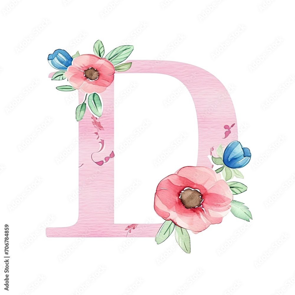 custom made wallpaper toronto digitalWatercolor cottagecore alphabet letter D