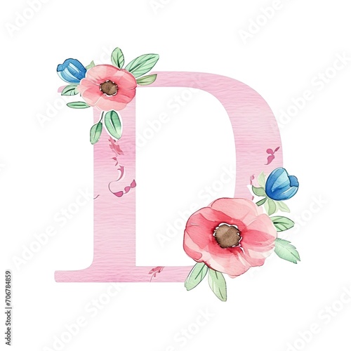 Wallpaper Mural Watercolor cottagecore alphabet letter D Torontodigital.ca
