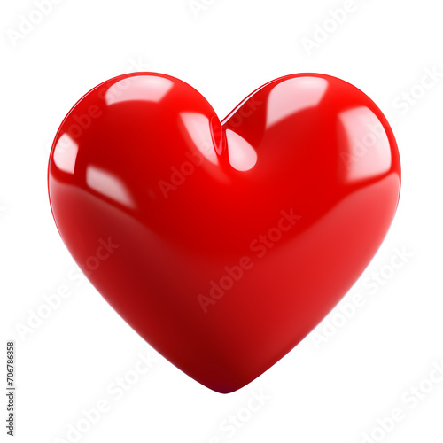 3d glossy red heart isolated on transparent background. Happy Valentine's day. PNG photo