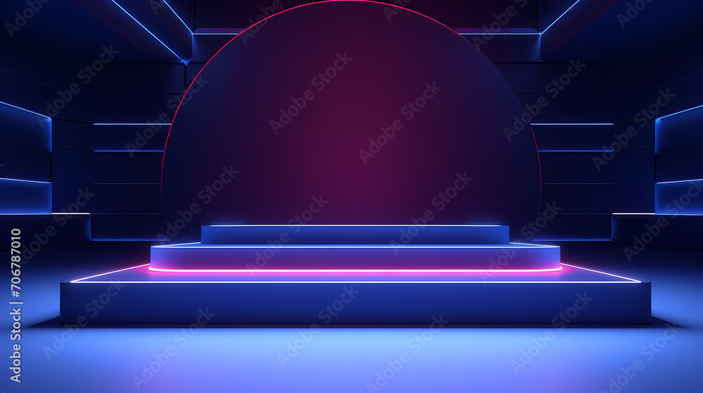 Fototapeta premium Modern round product advertising podium, booth, stage, product background, promotional event background