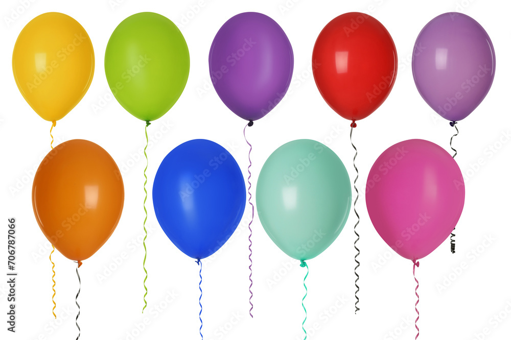 Different colorful balloons isolated on white, set Different colorful balloons isolated on white, set