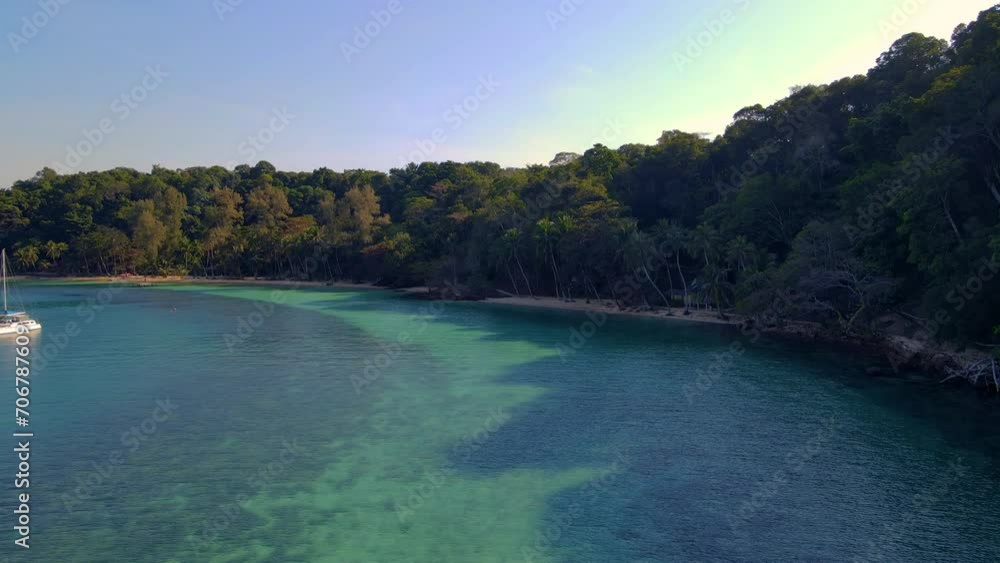 Drone top view at Koh Wai Island Trat Thailand is a tinny tropical Island near Koh Chang. Turqouse colored reef at a tropical island in Thailand Drone top view at Koh Wai Island Trat Thailand is a tinny tropical Island near Koh Chang. Turqouse colored reef at a tropical island in Thailand