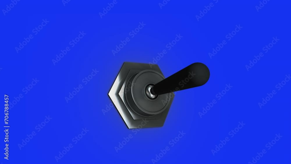 Animation of data processing over toggle power switch on blue background Animation of data processing over toggle power switch on blue background