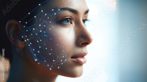 Closeup of a skin analyzing device tracking an individuals skin changes over time to offer personalized recommendations for a lasting skincare routine.