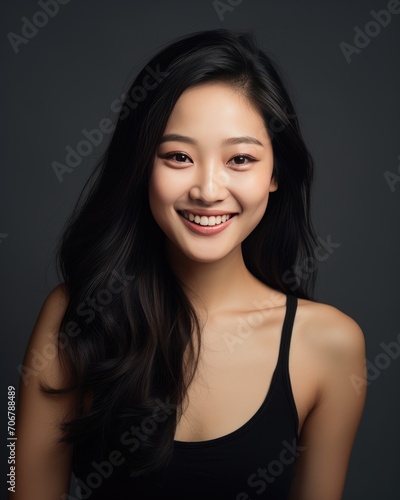 Asian woman with long flowing hair