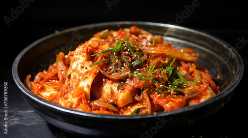 kimchi korean food on black bowl