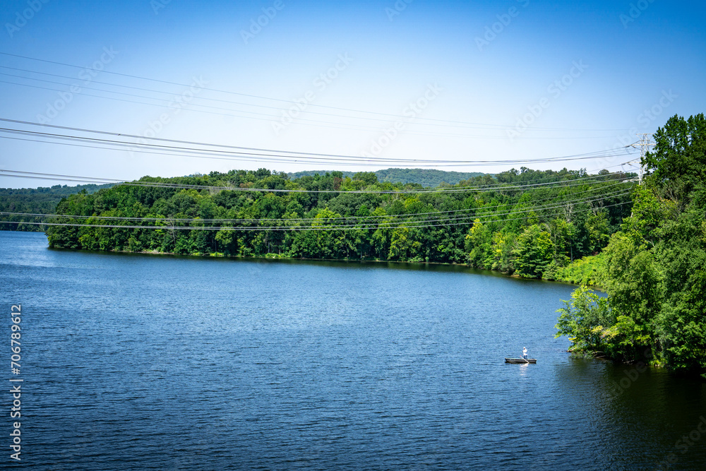 Natural scenery of lake and woods in Upstate New York