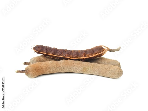 Fresh and perfectly ripe sweet tamarind.  Placed isolated on a white background.