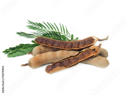 Fresh and perfectly ripe sweet tamarind.  Placed isolated on a white background.