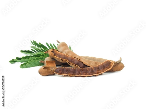 Fresh and perfectly ripe sweet tamarind.  Placed isolated on a white background.