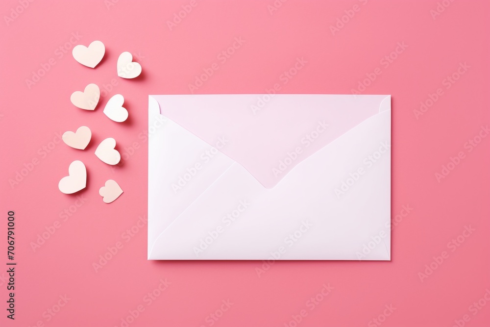 Valentine hearts with red paper envelope