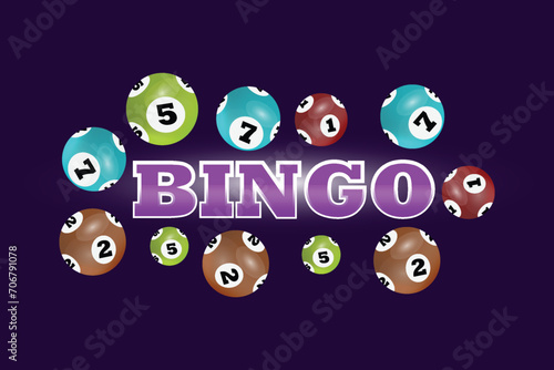 Bingo Winner poster with lottery balls with numbers confetti and golden bingo Realistic lotto game big win