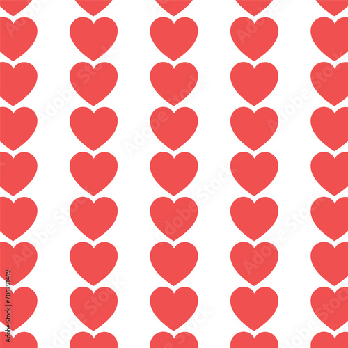 Vector pattern red hearts decoration  flat icons on white background for Valentines Day holiday or Weddings. Holiday seamless pattern design  backgrounds  prints