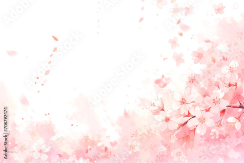 桜の水彩画　ふわふわ優しい手描き風イラスト