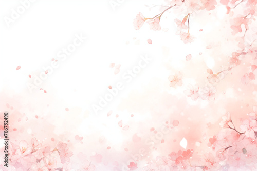桜の水彩画　ふわふわ優しい手描き風イラスト