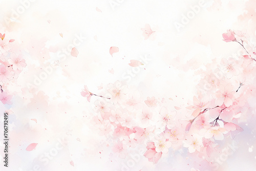 桜の水彩画　ふわふわ優しい手描き風イラスト photo