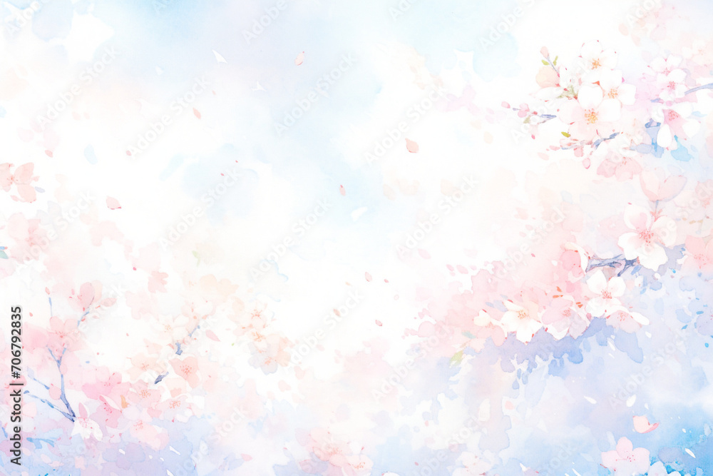 桜の水彩画 ふわふわ優しい手描き風イラスト 桜の水彩画 ふわふわ優しい手描き風イラスト